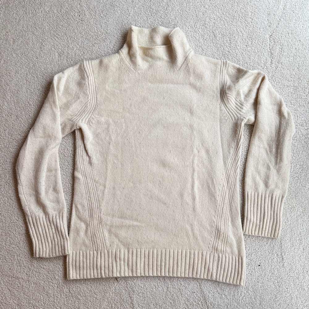Cream Turtleneck Sweater wool/cashmere blend